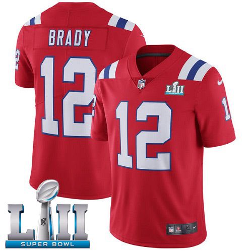 Men New England Patriots #12 Brady Red Color Rush Limited 2018 Super Bowl NFL Jerseys